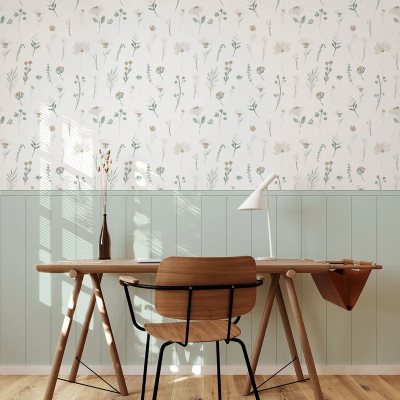 Papier peint Fleurs sauvages Boiserie - Plusieurs tailles disponibles