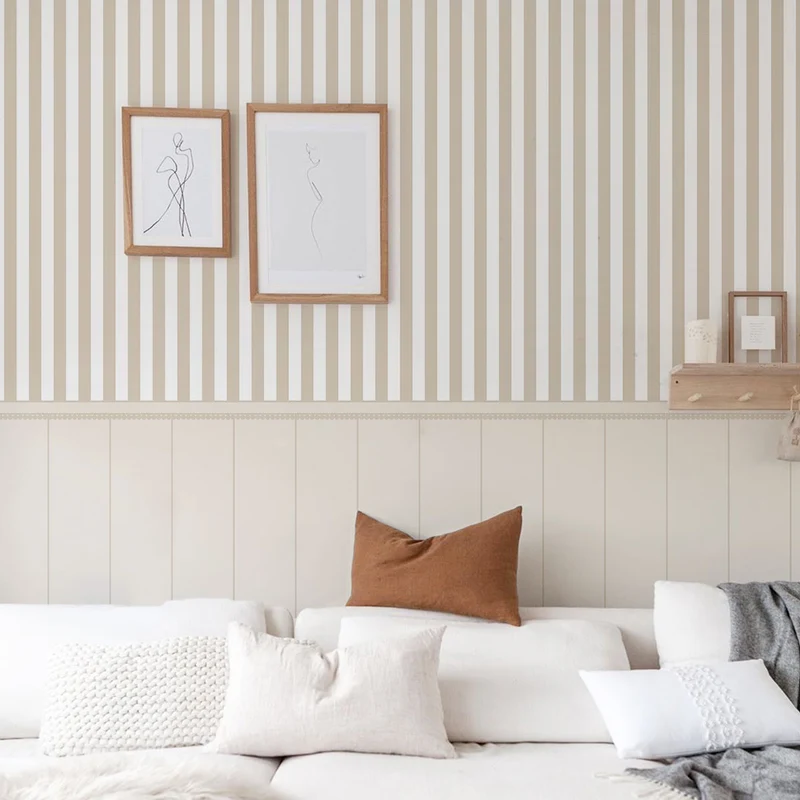 Papier peint à petites rayures Boiserie - Plus de couleurs et de tailles disponibles