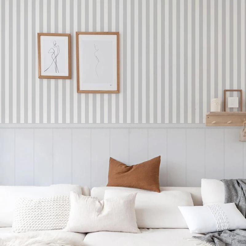 Papier peint à petites rayures Boiserie - Plus de couleurs et de tailles disponibles