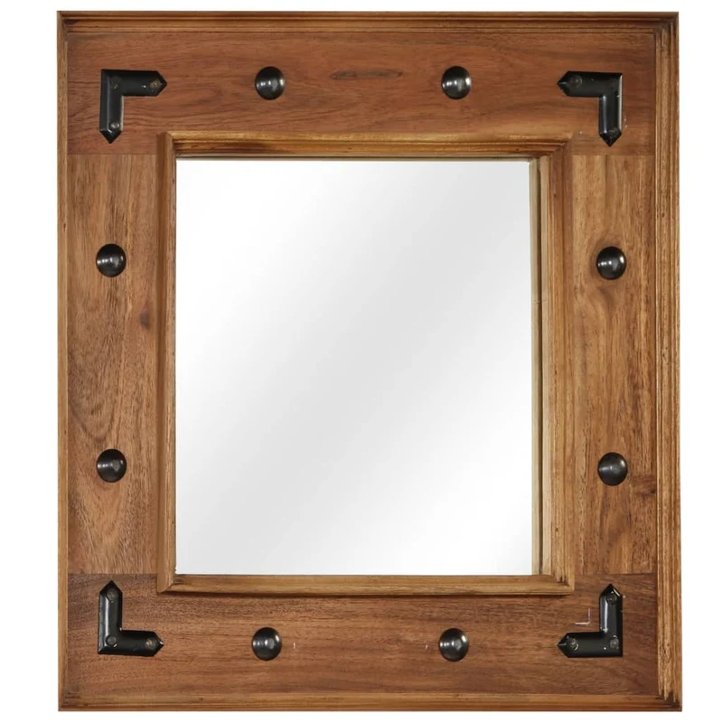 Miroir en Bois d'Acacia au Style Industriel