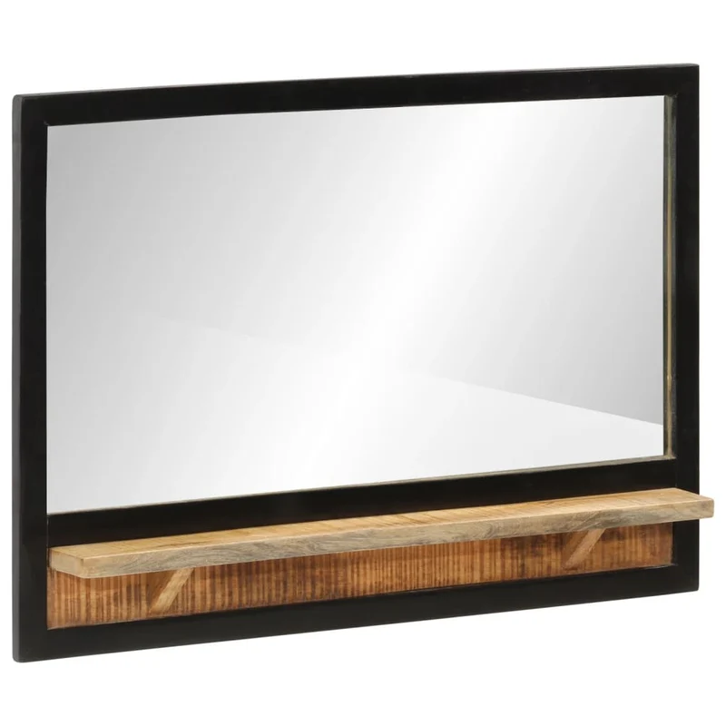 Miroir Industriel avec Bois de manguier et Métal