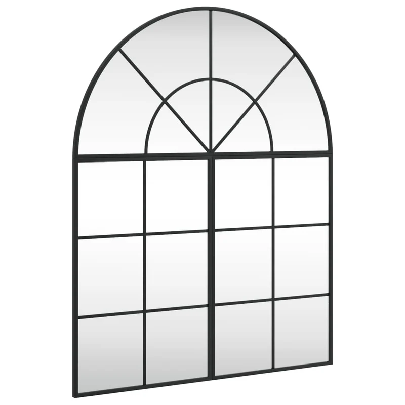 Grand Miroir Industriel en Fer Noir