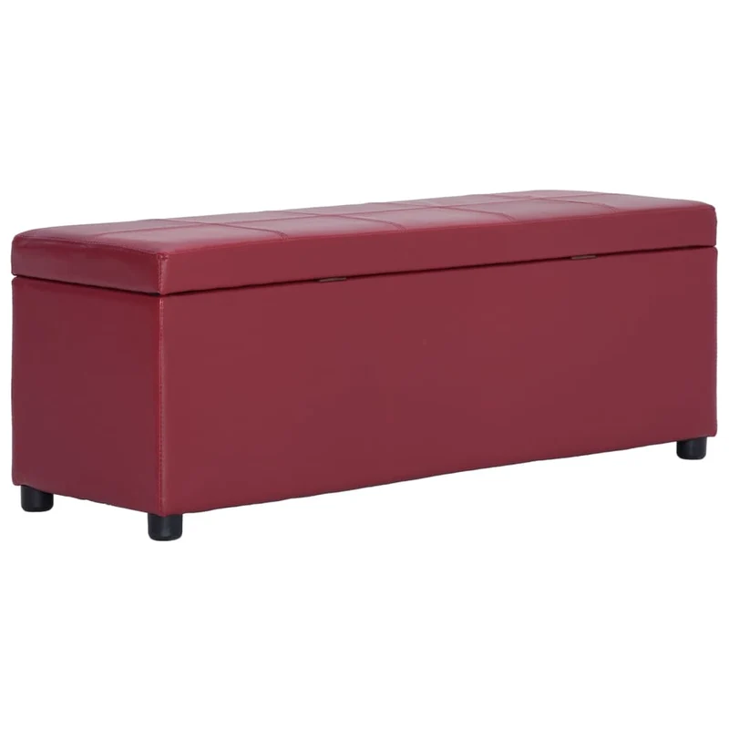 Banc Élégant en Cuir avec Rangement Bordeaux