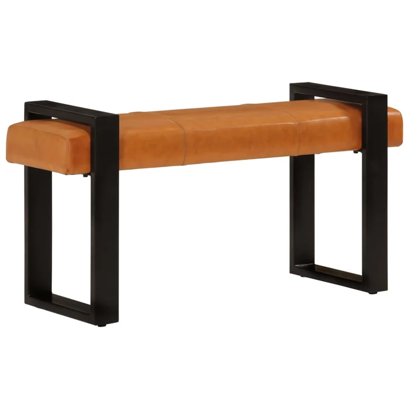 Banc d'entrée en Cuir de Chèvre Style Industriel