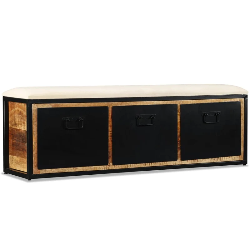 Banc Chaussures Industriel en Bois de Manguier
