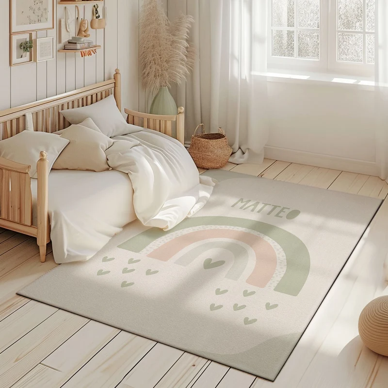 Tapis de jeu arc-en-ciel - Plusieurs couleurs et tailles disponibles - Nom personnalisable