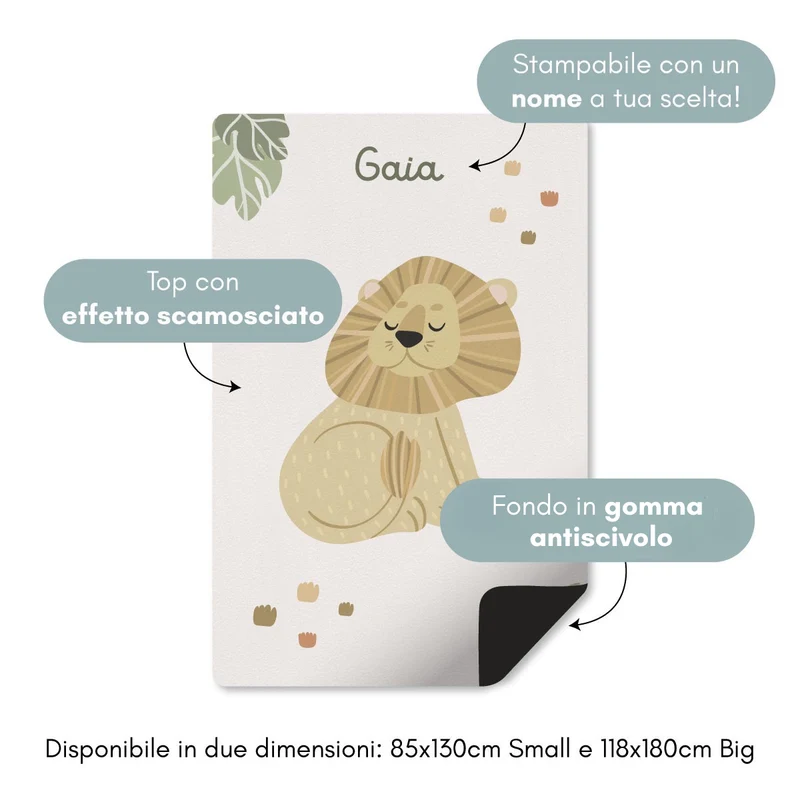 Tapis de jeu Lazy Jungle - Plusieurs couleurs et tailles disponibles - Nom personnalisable