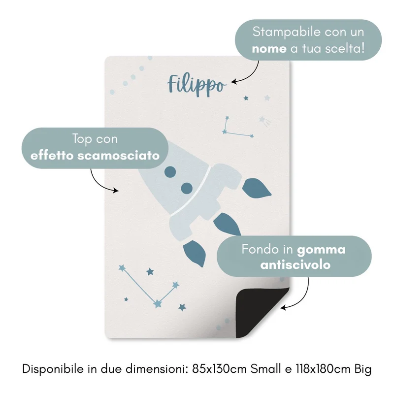 Tapis de jeu spatial - Plusieurs couleurs et tailles disponibles - Nom personnalisable