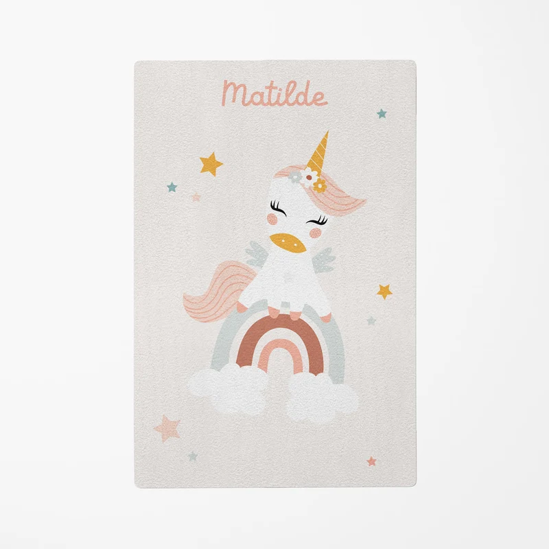 Tapis de jeu Licorne - Plusieurs couleurs et tailles disponibles - Nom personnalisable