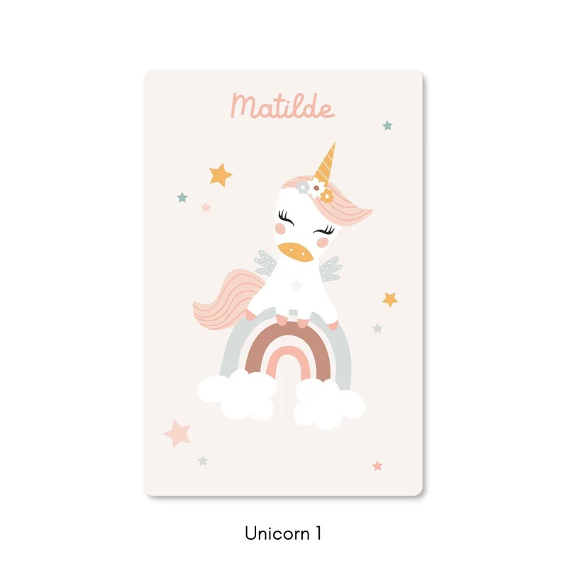 Tapis de jeu Licorne - Plusieurs couleurs et tailles disponibles - Nom personnalisable