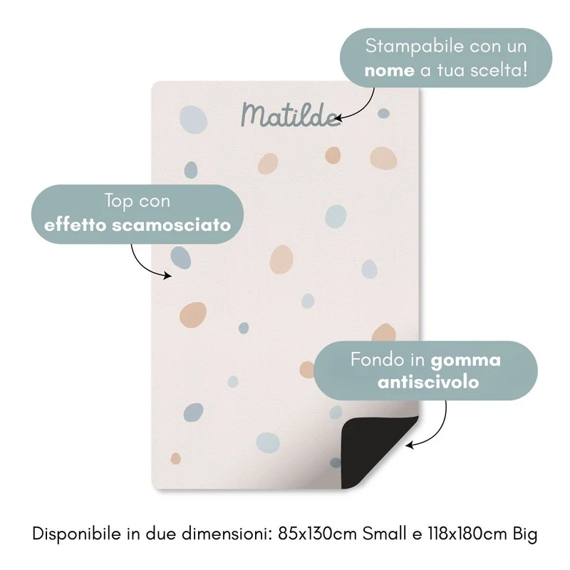 Tapis de jeu à pois - Plusieurs couleurs et tailles disponibles - Nom personnalisable