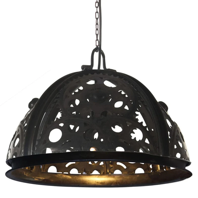 Suspension Industrielle Noire avec Abat-Jour en Fer