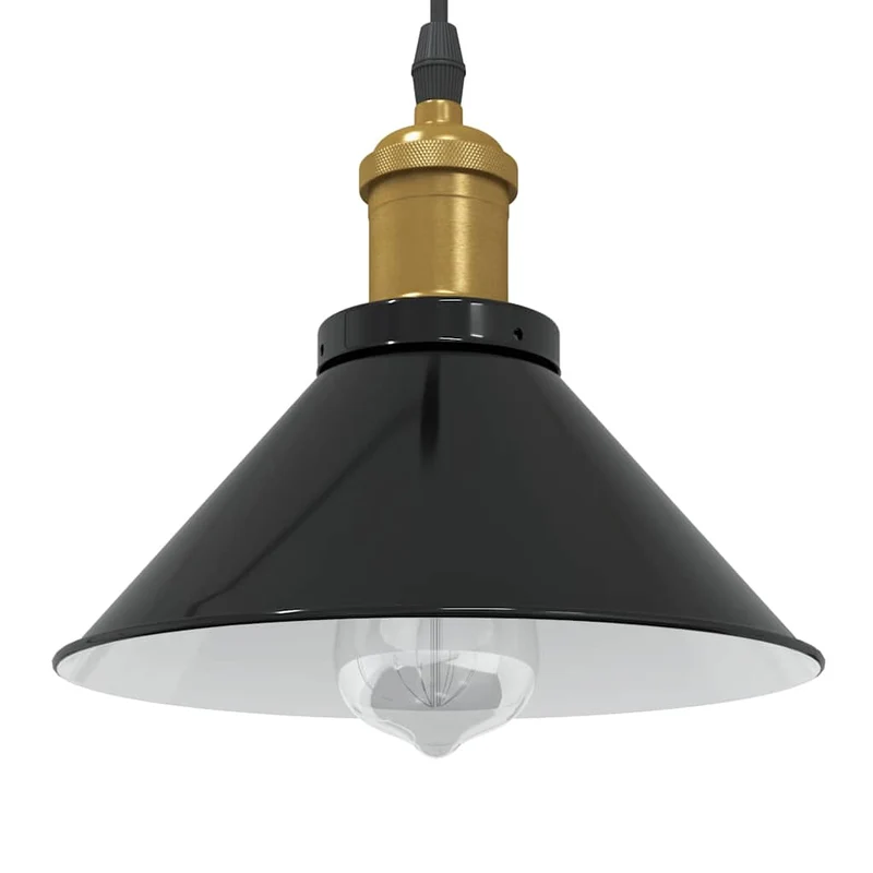 Suspension Industrielle Noire Style Vintage