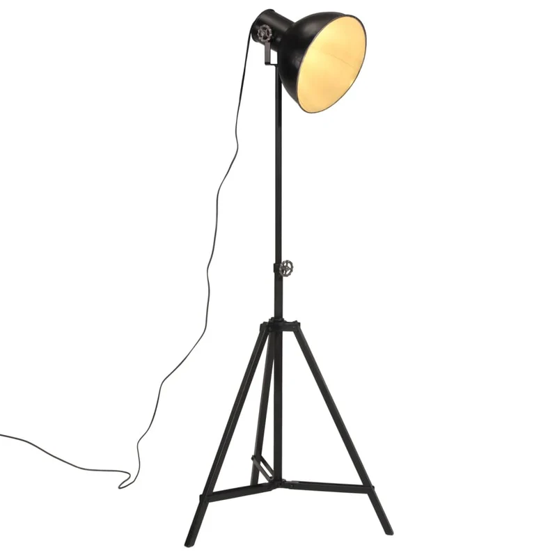 Lampadaire en Métal Noir au Style Industriel