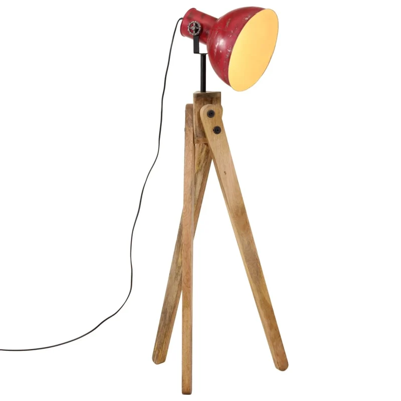 Lampadaire en Bois et Blanc Industriel