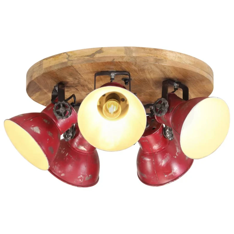 Plafonnier en Bois et Fer au Style Industriel Vintage