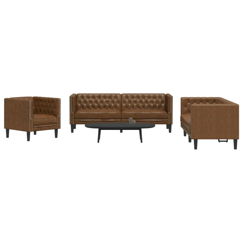 Ensemble Canapés Chesterfield en Similicuir de Daim