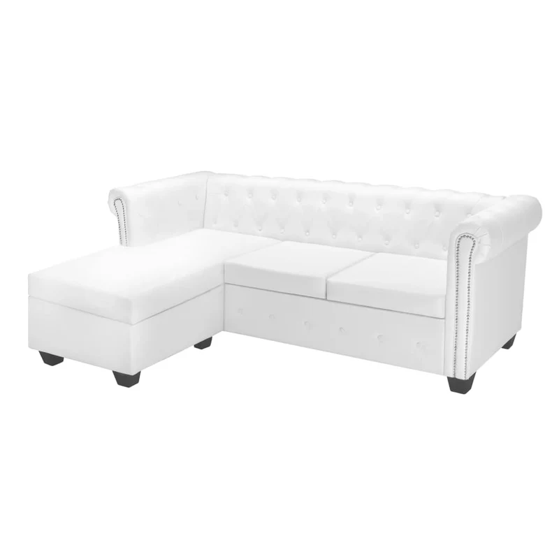 Canapé Chesterfield Blanc en Cuir