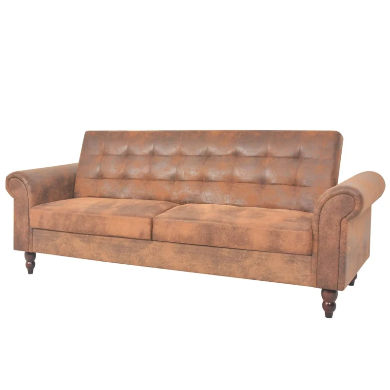 Canapé Industriel Convertible en Daim