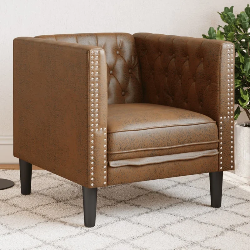 Fauteuil en Similicuir Daim Industriel Chesterfield