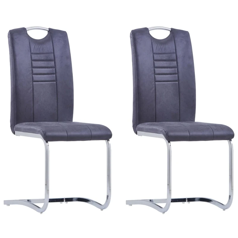 Chaise Cantilever en Simili Cuir Daim Gris