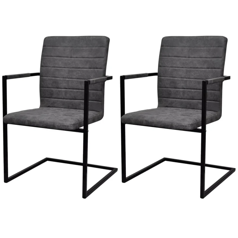 Chaise Cantilever en Similicuir Gris