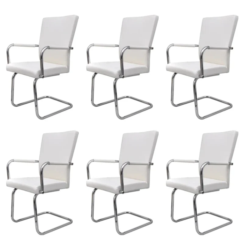 Chaise Cantilever Blanche Industrielle en Similicuir
