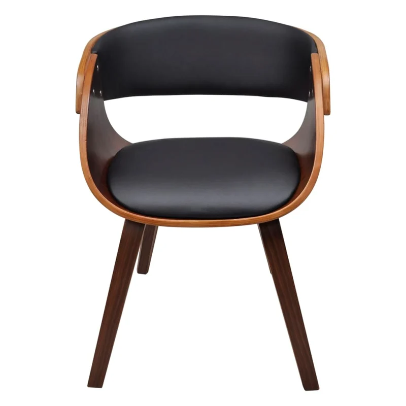 Chaise Industrielle en Bois et Cuir Noir