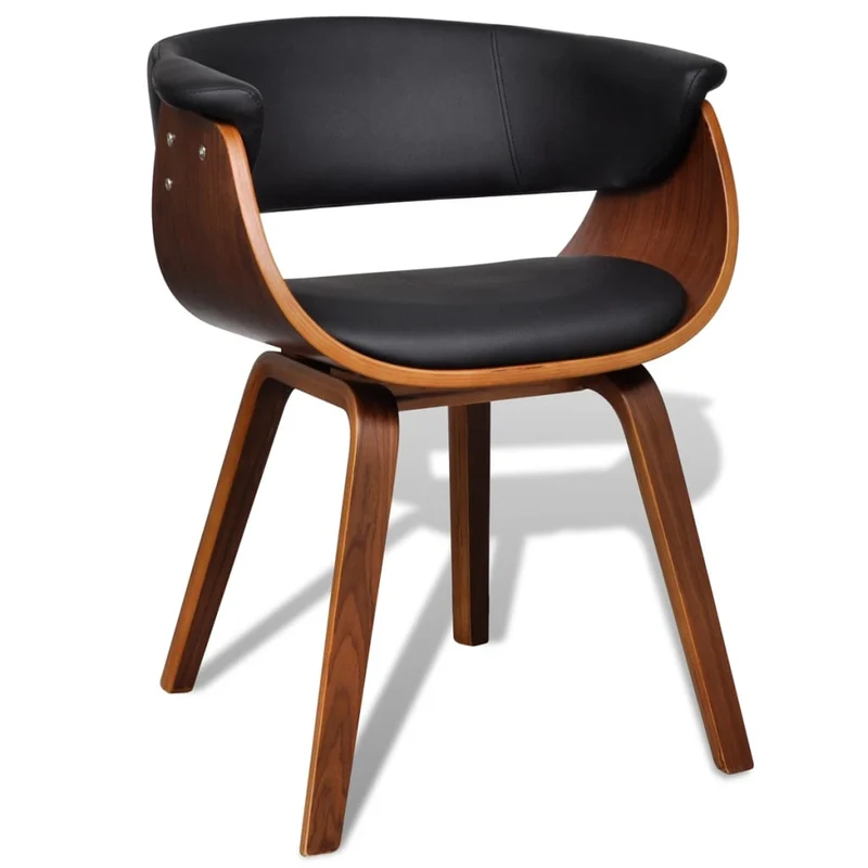Chaise Industrielle en Bois et Cuir Courbé