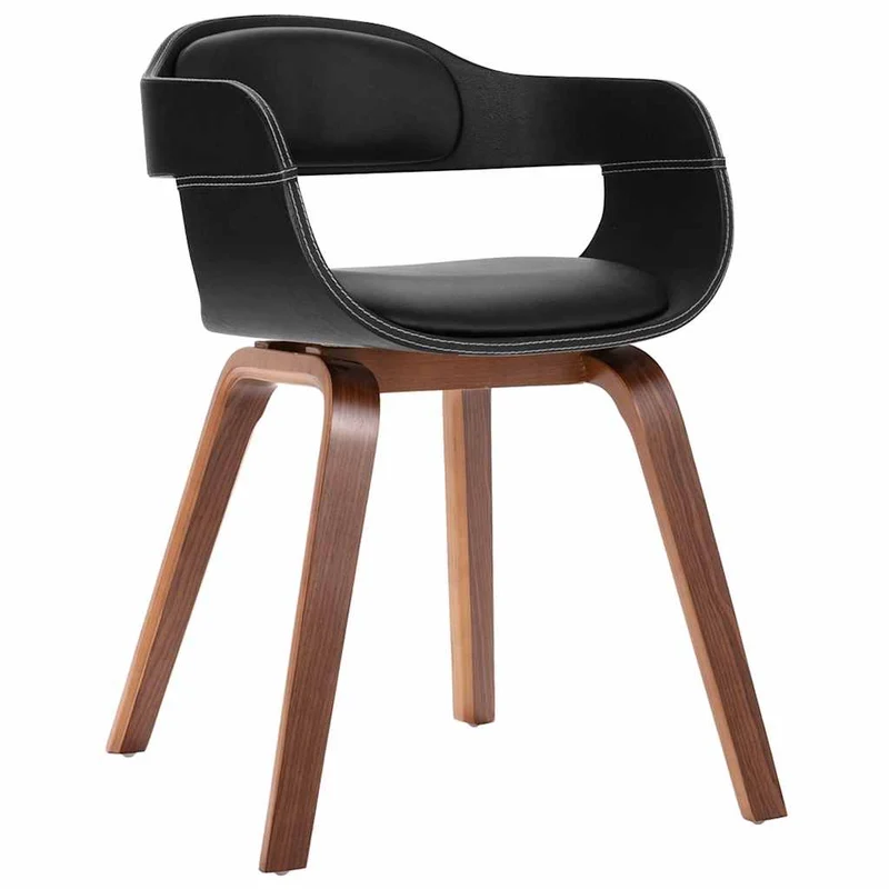 Chaises Industrielle en Bois et Similicuir Noir