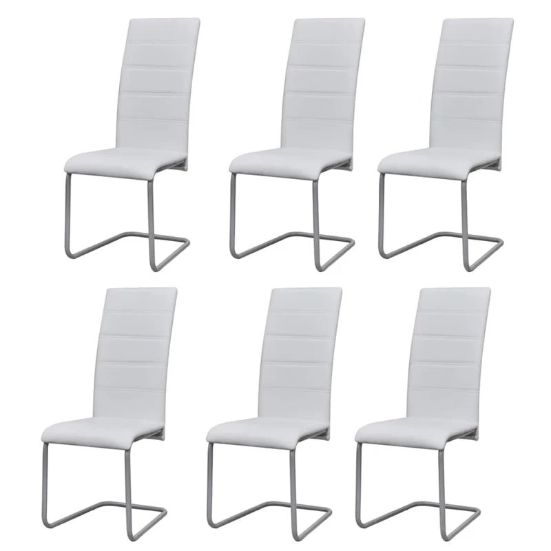 Chaise Cantilever Industrielle en Cuir Blanc