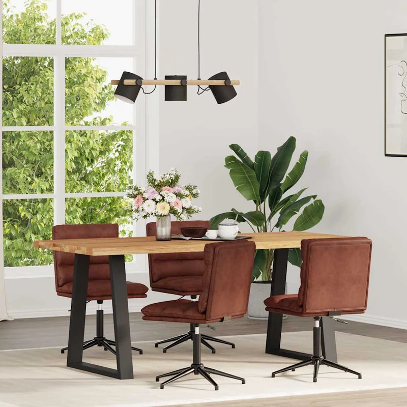 Chaise Industrielle en Simili Cuir Marron