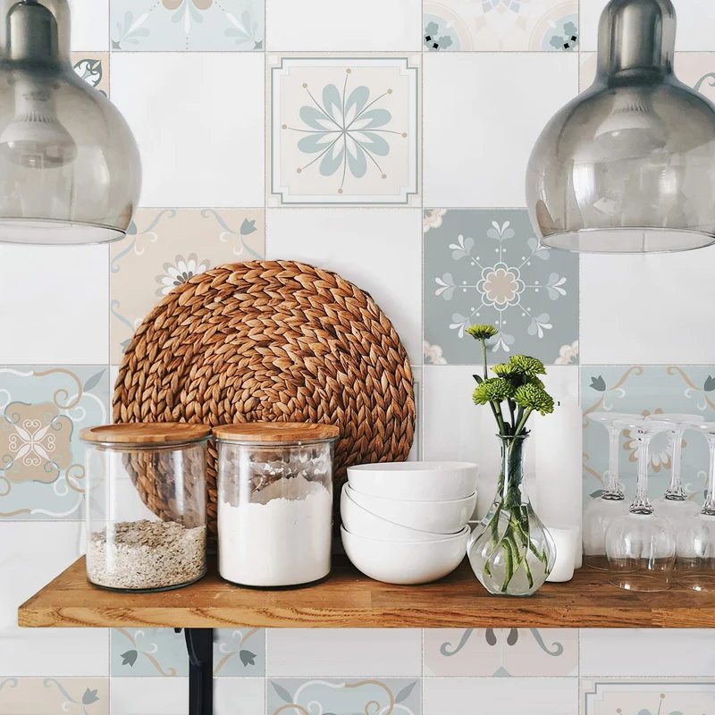 Autocollants pour carrelage vintage menthe et crème - Plus de tailles disponibles