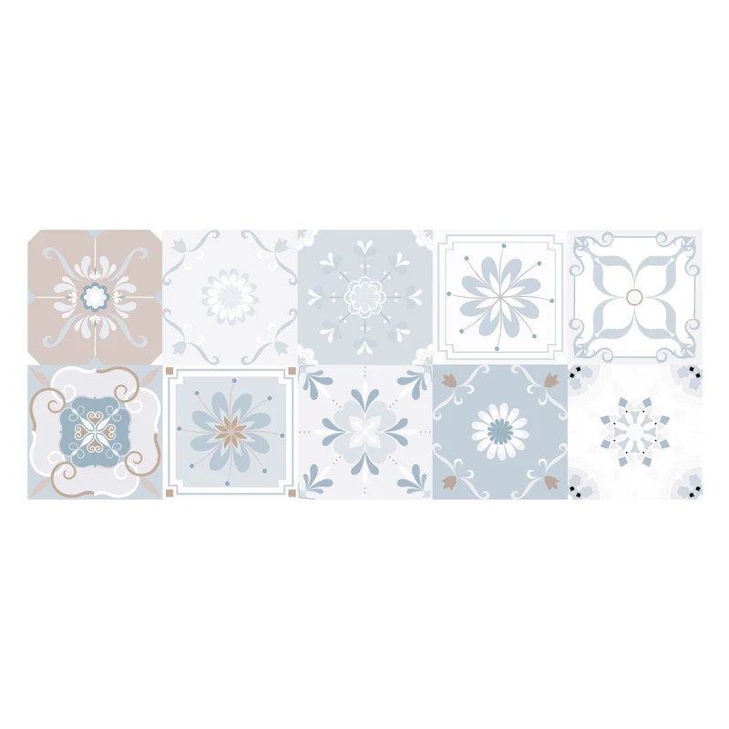 Autocollants pour carrelage Carreaux bleus et gris tourterelle vintage - Plus de tailles disponibles