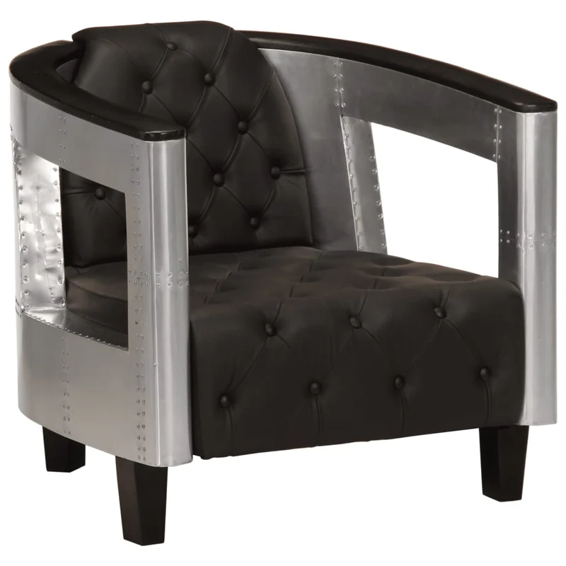 Fauteuil Club en Cuir Véritable Style Aviateur