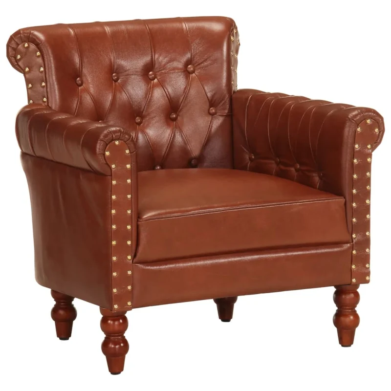 Fauteuil Chesterfield 1 Place en Cuir Véritable