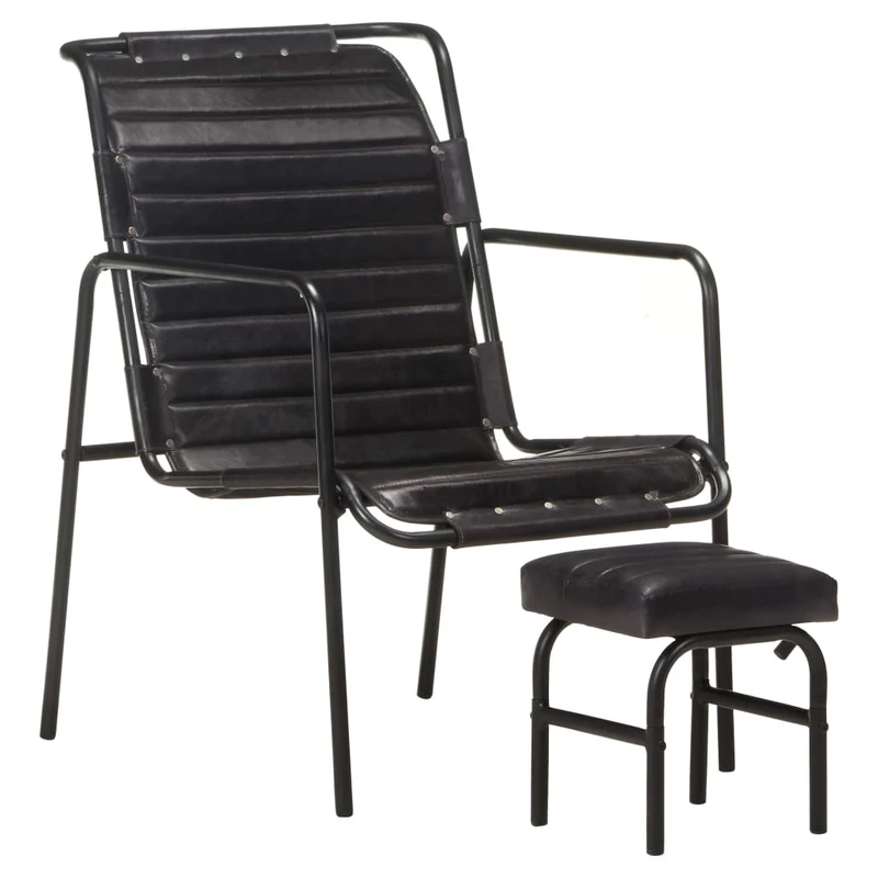 Fauteuil Industriel en Métal et Cuir Véritable