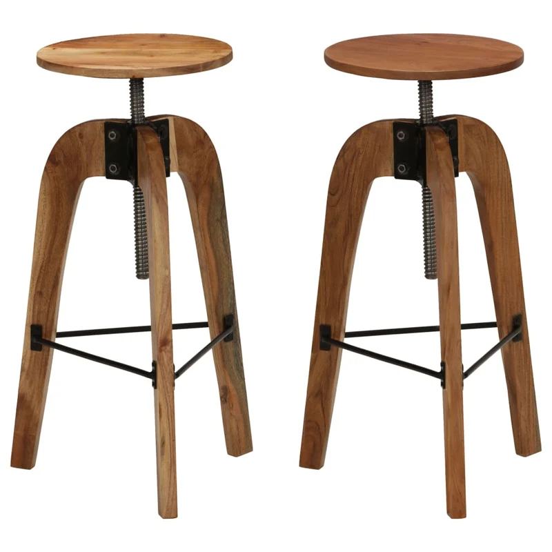Tabouret de Bar Industriel en Bois d'Acacia et Métal