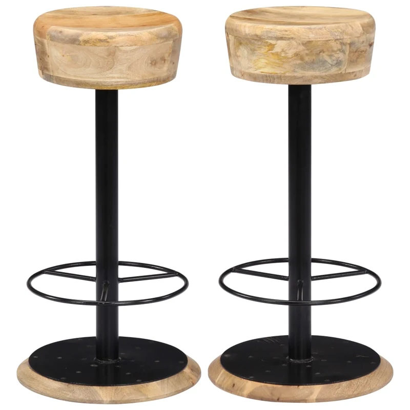 Tabouret en Bois de Manguier et Fer Style Industriel