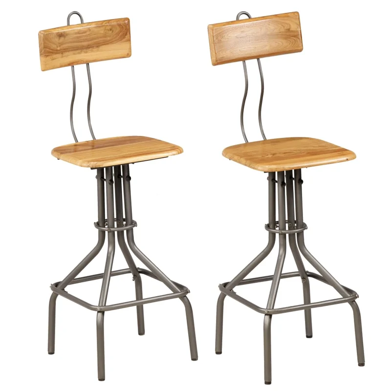 Tabouret de Bar Industriel en Métal et Bois avec Dossier