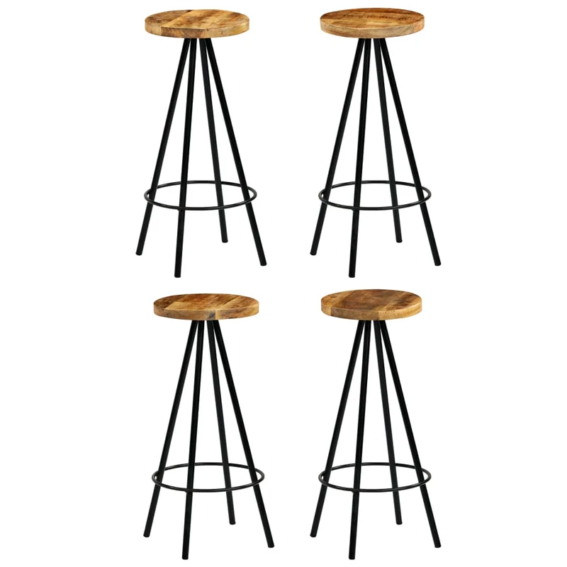 Tabouret de Bar Industriel en Métal et Bois de Manguier