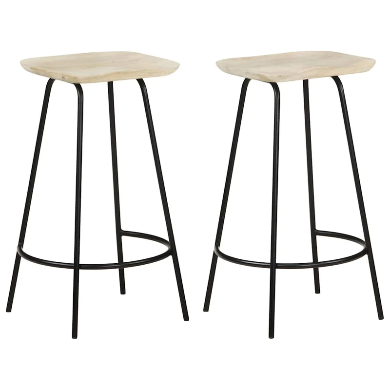 Tabouret de Bar Industriel en Bois de Manguier et Noir