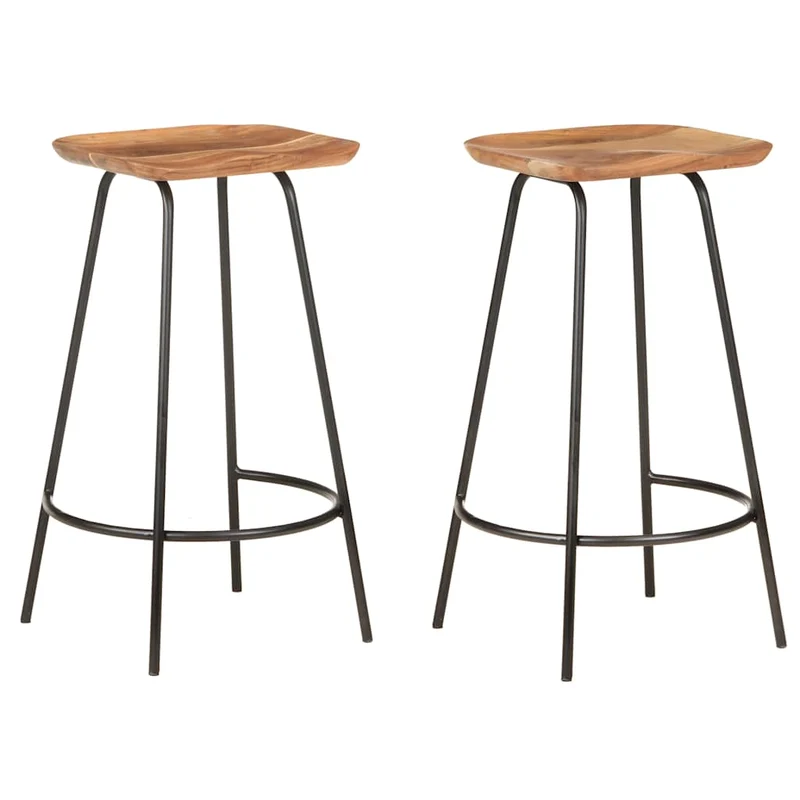 Tabouret de Bar en Noir et Bois Industriel