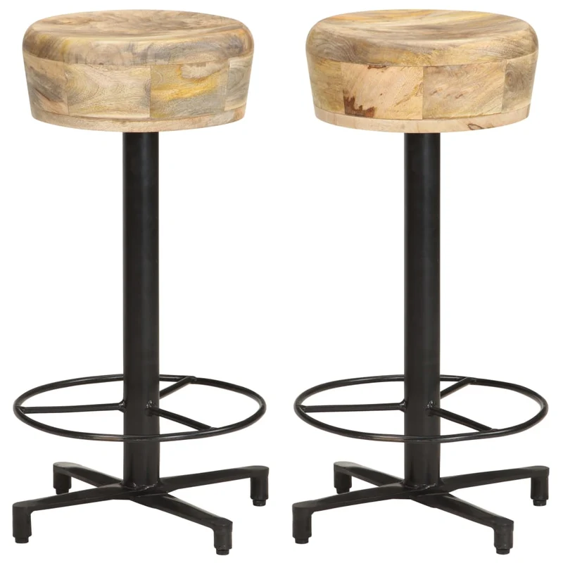 Tabouret de Bar Industriel en Bois de Manguier 65 Cm