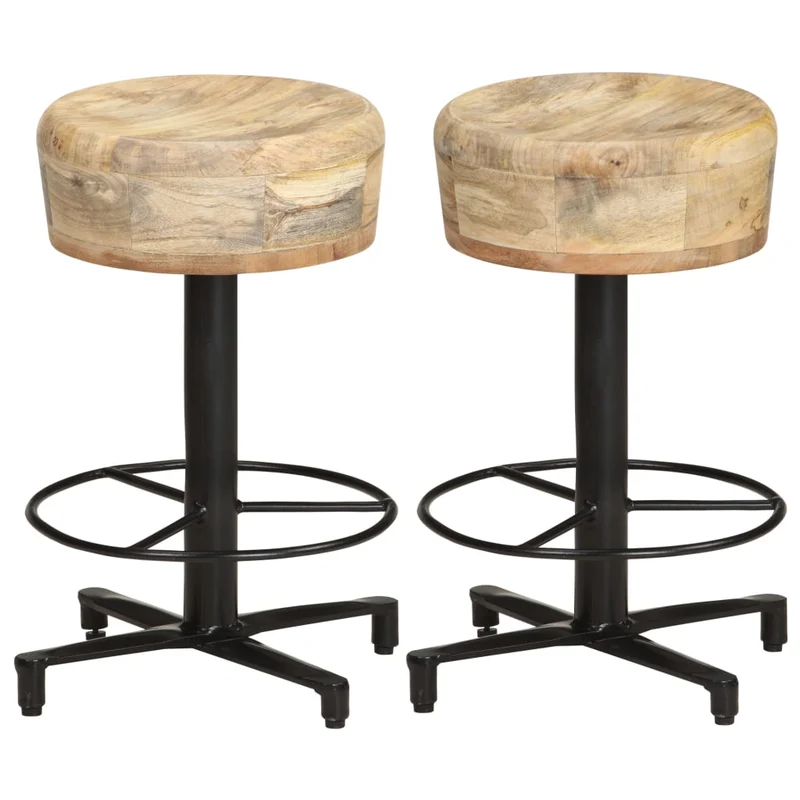 Tabouret de Bar Industriel en Bois de Manguier 65 Cm