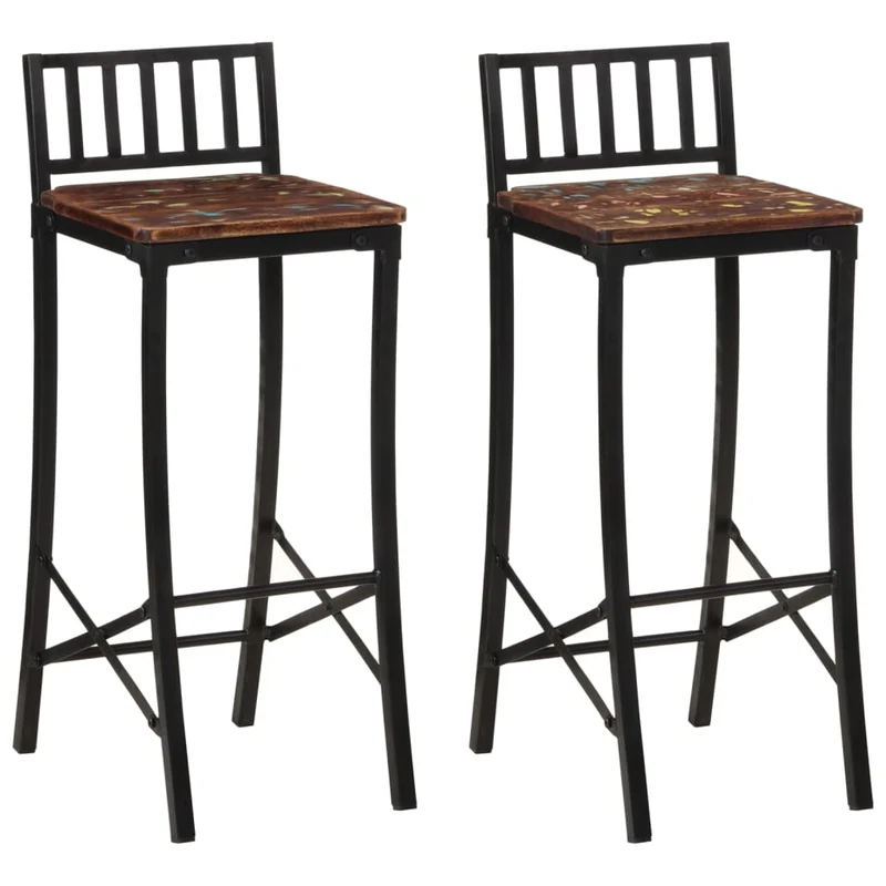 Tabouret de Bar en Bois Noir Industriel