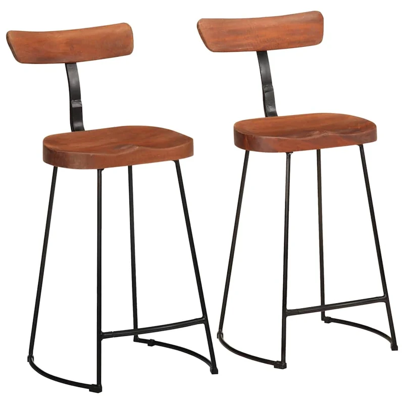 Tabouret de Bar Industriel en Bois avec Dossier