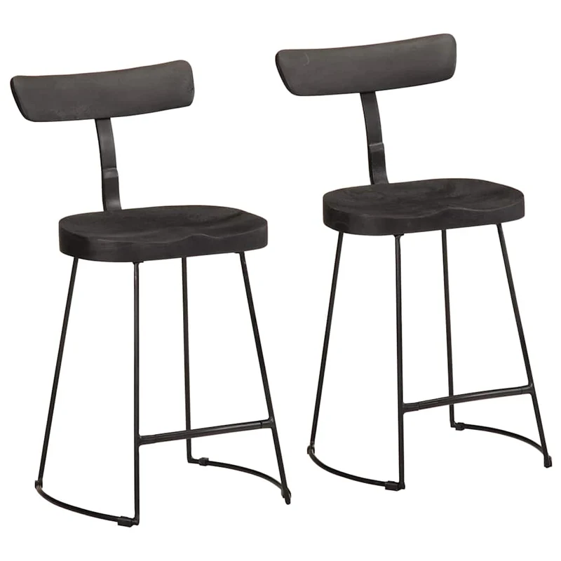 Tabourets de Bar en Bois et Métal Industriel Noir