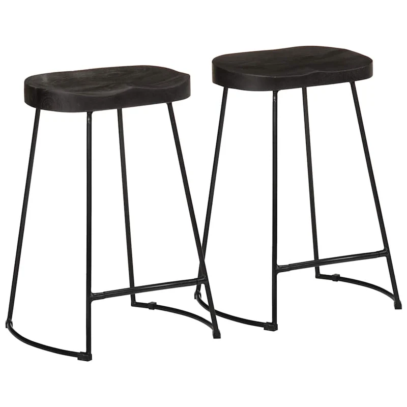 Tabourets de Bar en Bois et Métal Industriel Noir