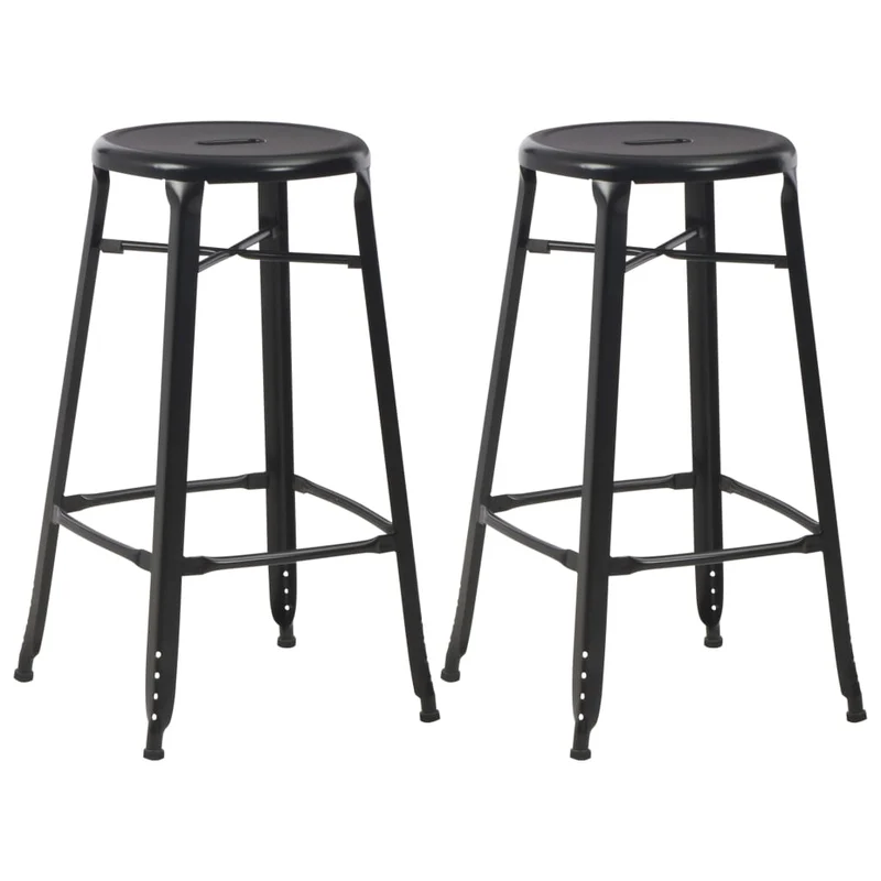 Tabourets de Bar en Métal Noir Design Industriel